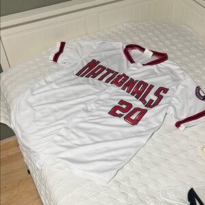 White Nationals Jersey with Red Accents